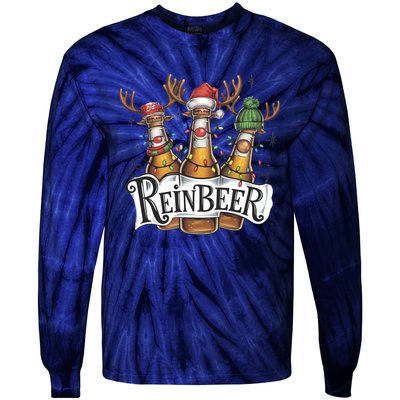 Reinbeer Funny Christmas Beer Drinker Tie-Dye Long Sleeve Shirt