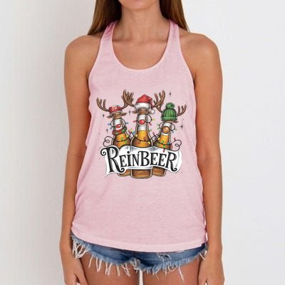 Reinbeer Funny Christmas Beer Drinker Women's Knotted Racerback Tank