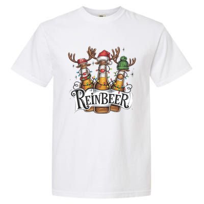 Reinbeer Funny Christmas Beer Drinker Garment-Dyed Heavyweight T-Shirt