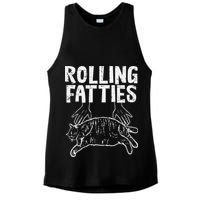 Rolling Fatties Cat Funny Fat Kitten Ladies PosiCharge Tri-Blend Wicking Tank