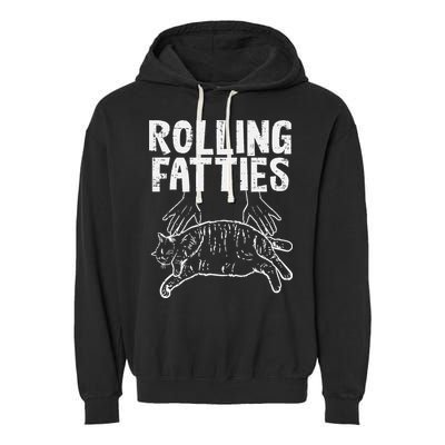 Rolling Fatties Cat Funny Fat Kitten Garment-Dyed Fleece Hoodie