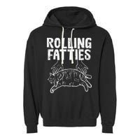 Rolling Fatties Cat Funny Fat Kitten Garment-Dyed Fleece Hoodie