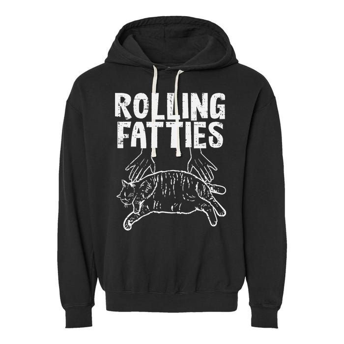 Rolling Fatties Cat Funny Fat Kitten Garment-Dyed Fleece Hoodie