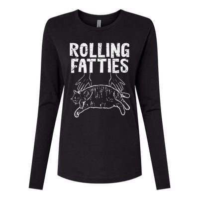 Rolling Fatties Cat Funny Fat Kitten Womens Cotton Relaxed Long Sleeve T-Shirt