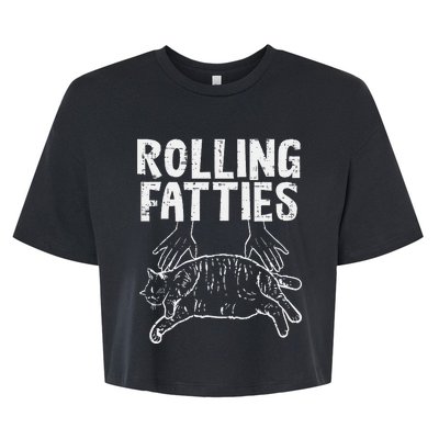 Rolling Fatties Cat Funny Fat Kitten Bella+Canvas Jersey Crop Tee