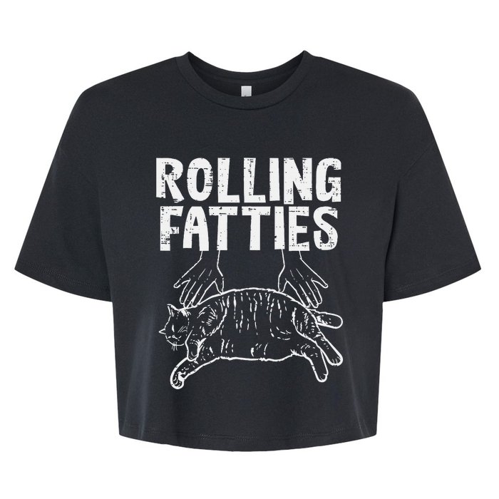 Rolling Fatties Cat Funny Fat Kitten Bella+Canvas Jersey Crop Tee