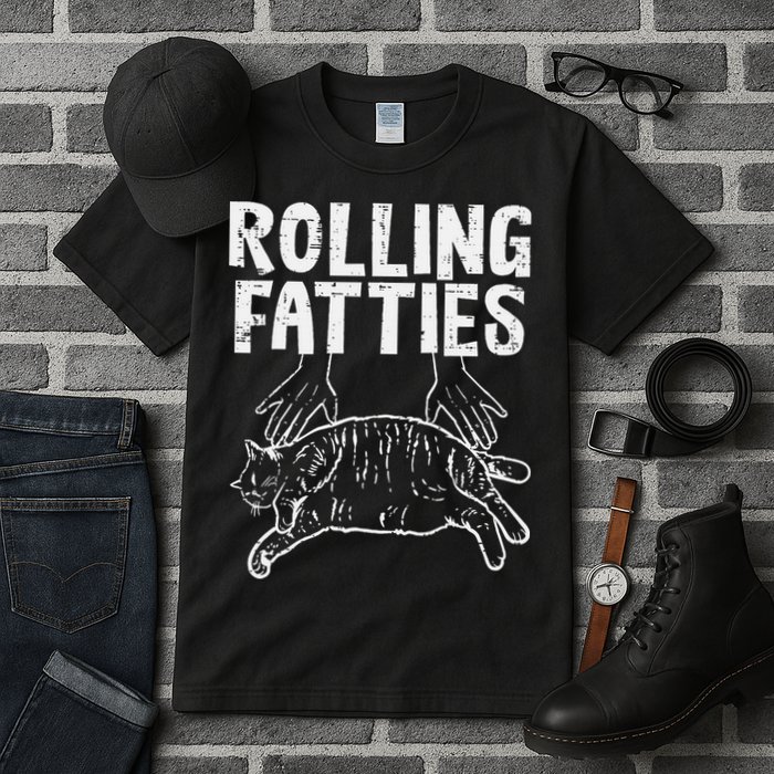 Rolling Fatties Cat Funny Fat Kitten Tall T-Shirt