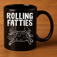 Rolling Fatties Cat Funny Fat Kitten 11oz C Handle Ceramic Mug