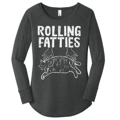 Rolling Fatties Cat Funny Fat Kitten Women's Perfect Tri Tunic Long Sleeve Shirt