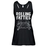 Rolling Fatties Cat Funny Fat Kitten Ladies Essential Flowy Tank