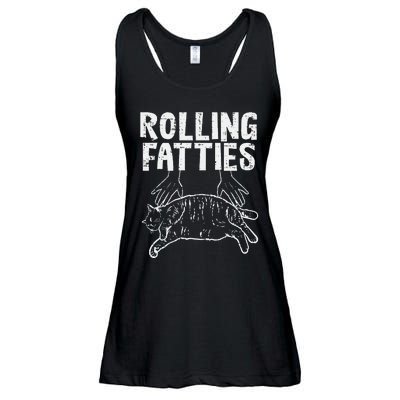 Rolling Fatties Cat Funny Fat Kitten Ladies Essential Flowy Tank