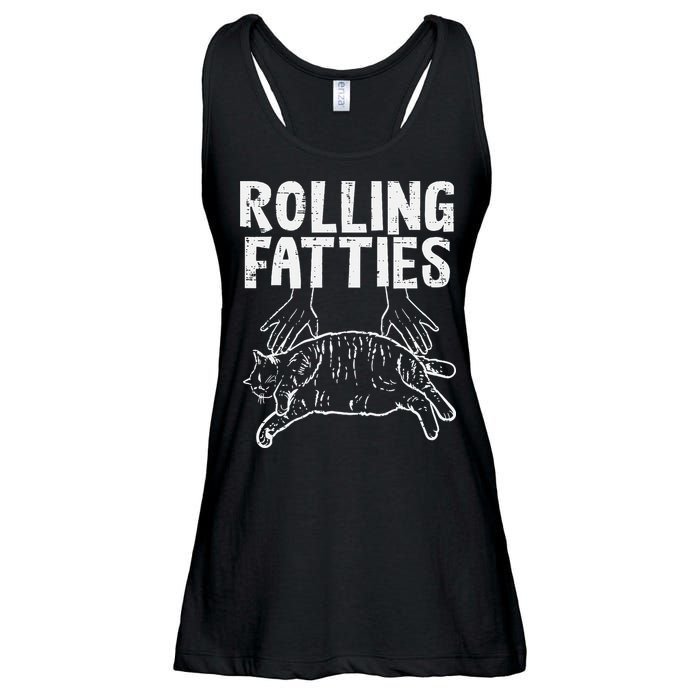 Rolling Fatties Cat Funny Fat Kitten Ladies Essential Flowy Tank