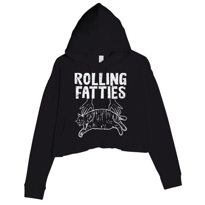 Rolling Fatties Cat Funny Fat Kitten Crop Fleece Hoodie