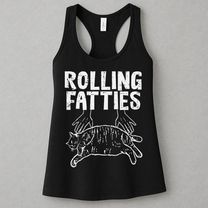 Rolling Fatties Cat Funny Fat Kitten Womens Tank Top