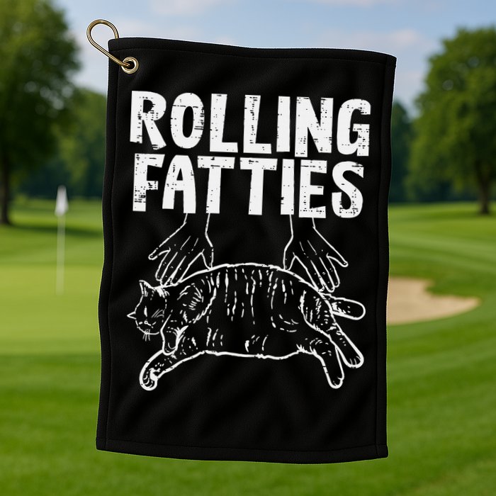 Rolling Fatties Cat Funny Fat Kitten Golf Towel