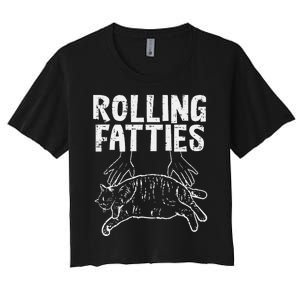 Rolling Fatties Cat Funny Fat Kitten Women's Crop Top Tee