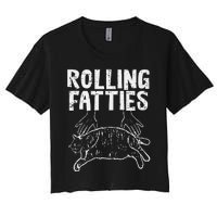 Rolling Fatties Cat Funny Fat Kitten Women's Crop Top Tee