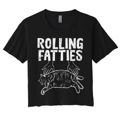 Rolling Fatties Cat Funny Fat Kitten Women's Crop Top Tee