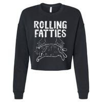 Rolling Fatties Cat Funny Fat Kitten Cropped Pullover Crew