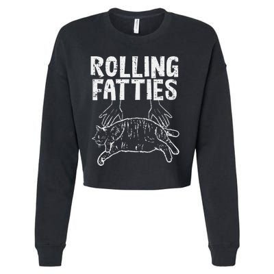 Rolling Fatties Cat Funny Fat Kitten Cropped Pullover Crew