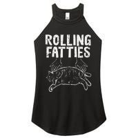 Rolling Fatties Cat Funny Fat Kitten Women's Perfect Tri Rocker Tank