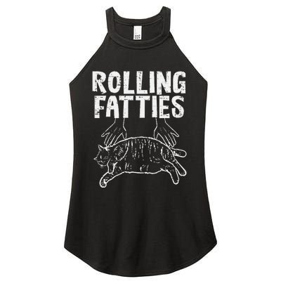 Rolling Fatties Cat Funny Fat Kitten Women's Perfect Tri Rocker Tank