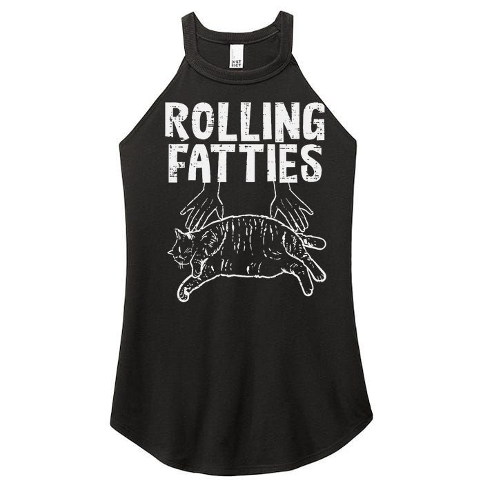 Rolling Fatties Cat Funny Fat Kitten Women's Perfect Tri Rocker Tank