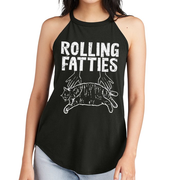Rolling Fatties Cat Funny Fat Kitten Women's Perfect Tri Rocker Tank