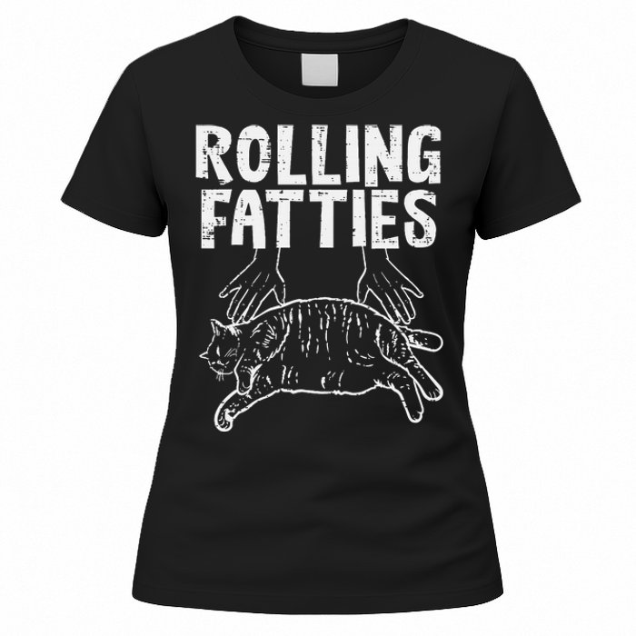 Rolling Fatties Cat Funny Fat Kitten Women's T-Shirt