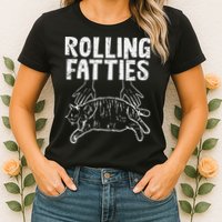 Rolling Fatties Cat Funny Fat Kitten Womens T-Shirt