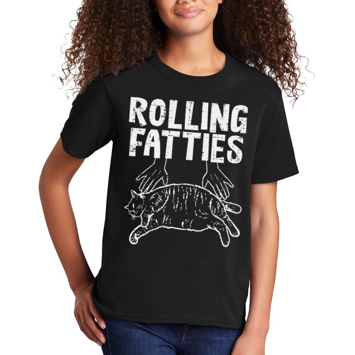 Rolling Fatties Cat Funny Fat Kitten Kids T-Shirt