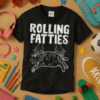 Rolling Fatties Cat Funny Fat Kitten Kids T-Shirt