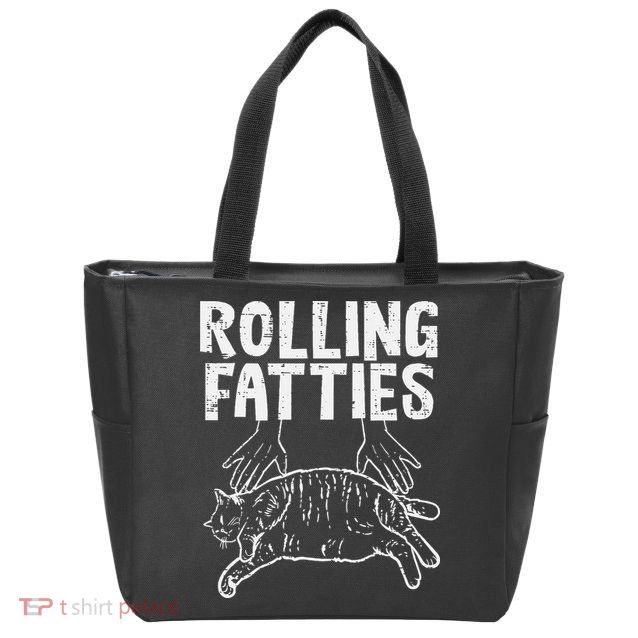 Rolling Fatties Cat Funny Fat Kitten Zip Tote Bag