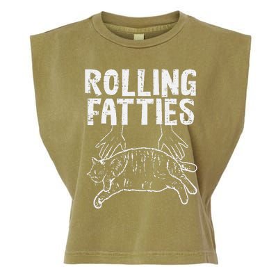 Rolling Fatties Cat Funny Fat Kitten Garment-Dyed Women's Muscle Tee