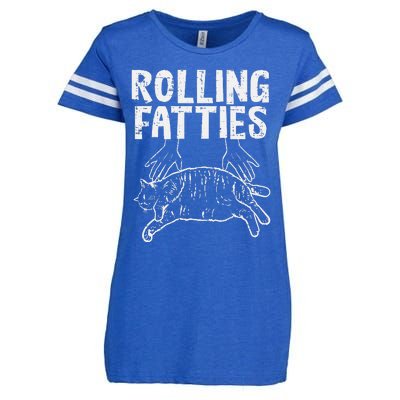 Rolling Fatties Cat Funny Fat Kitten Enza Ladies Jersey Football T-Shirt