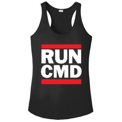 RunCMD Funny Command Prompt Computer Programmer Ladies PosiCharge Competitor Racerback Tank