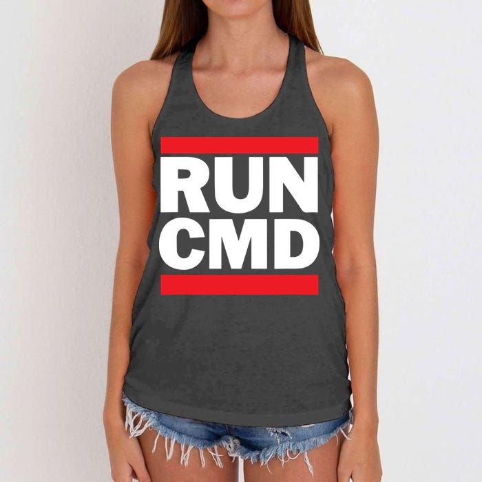 RunCMD Funny Command Prompt Computer Programmer Women's Knotted Racerback Tank