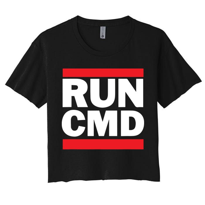 RunCMD Funny Command Prompt Computer Programmer Women's Crop Top Tee