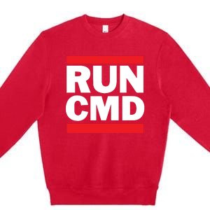 RunCMD Funny Command Prompt Computer Programmer Premium Crewneck Sweatshirt