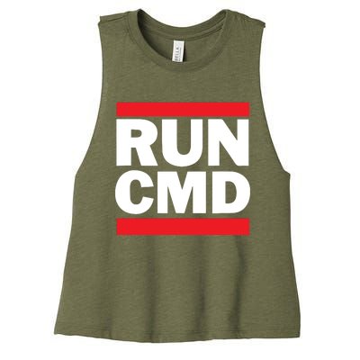 RunCMD Funny Command Prompt Computer Programmer Women's Racerback Cropped Tank