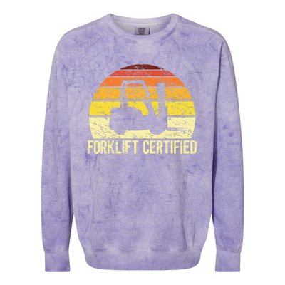 Retro Forklift Certified Forklift Operator Lift Truck Driver Colorblast Crewneck Sweatshirt