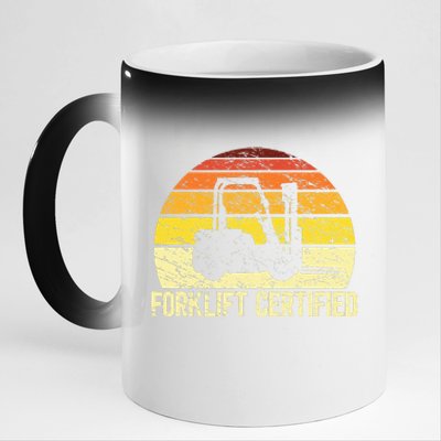 Retro Forklift Certified Forklift Operator Lift Truck Driver 11oz Black Color Changing Mug