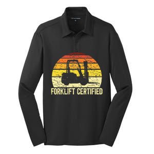 Retro Forklift Certified Forklift Operator Lift Truck Driver Silk Touch Performance Long Sleeve Polo