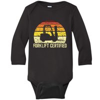 Retro Forklift Certified Forklift Operator Lift Truck Driver Baby Long Sleeve Bodysuit