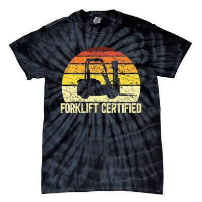 Retro Forklift Certified Forklift Operator Lift Truck Driver Tie-Dye T-Shirt