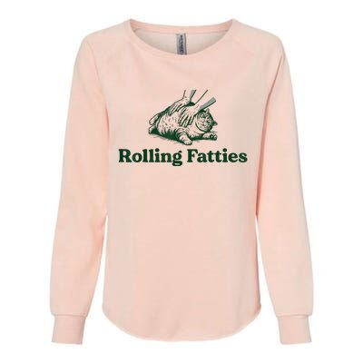 Rolling Fatties Cat Womens California Wash Sweatshirt