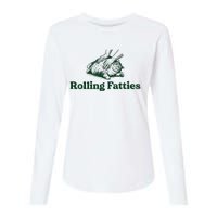 Rolling Fatties Cat Womens Cotton Relaxed Long Sleeve T-Shirt