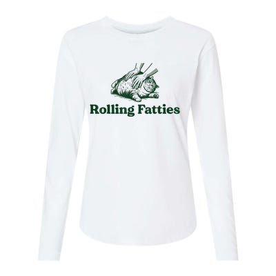 Rolling Fatties Cat Womens Cotton Relaxed Long Sleeve T-Shirt