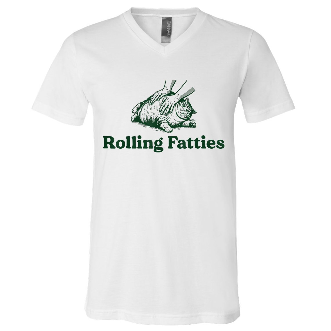 Rolling Fatties Cat V-Neck T-Shirt