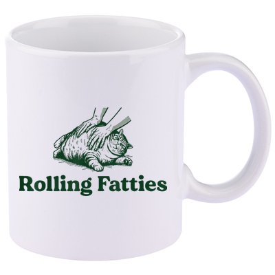 Rolling Fatties Cat 11oz C Handle Ceramic Mug